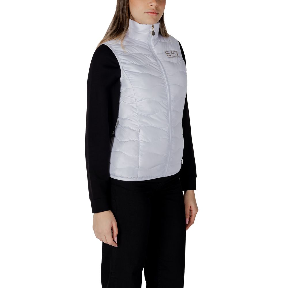 White Polyester Sleeveless Jacket