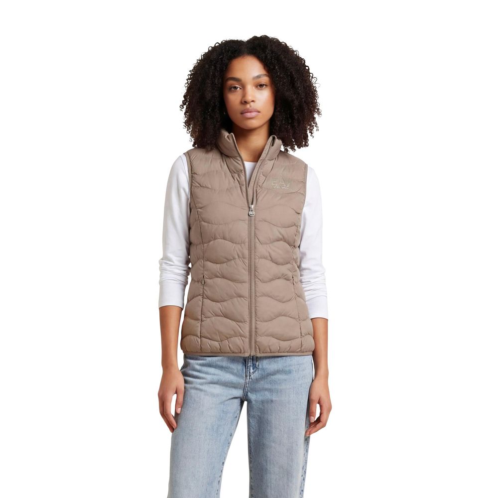 Beige Polyester Sleeveless Jacket