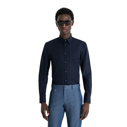 Blue Cotton Dress Shirt