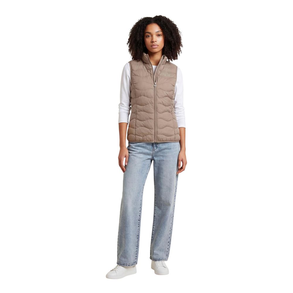 Beige Polyester Sleeveless Jacket