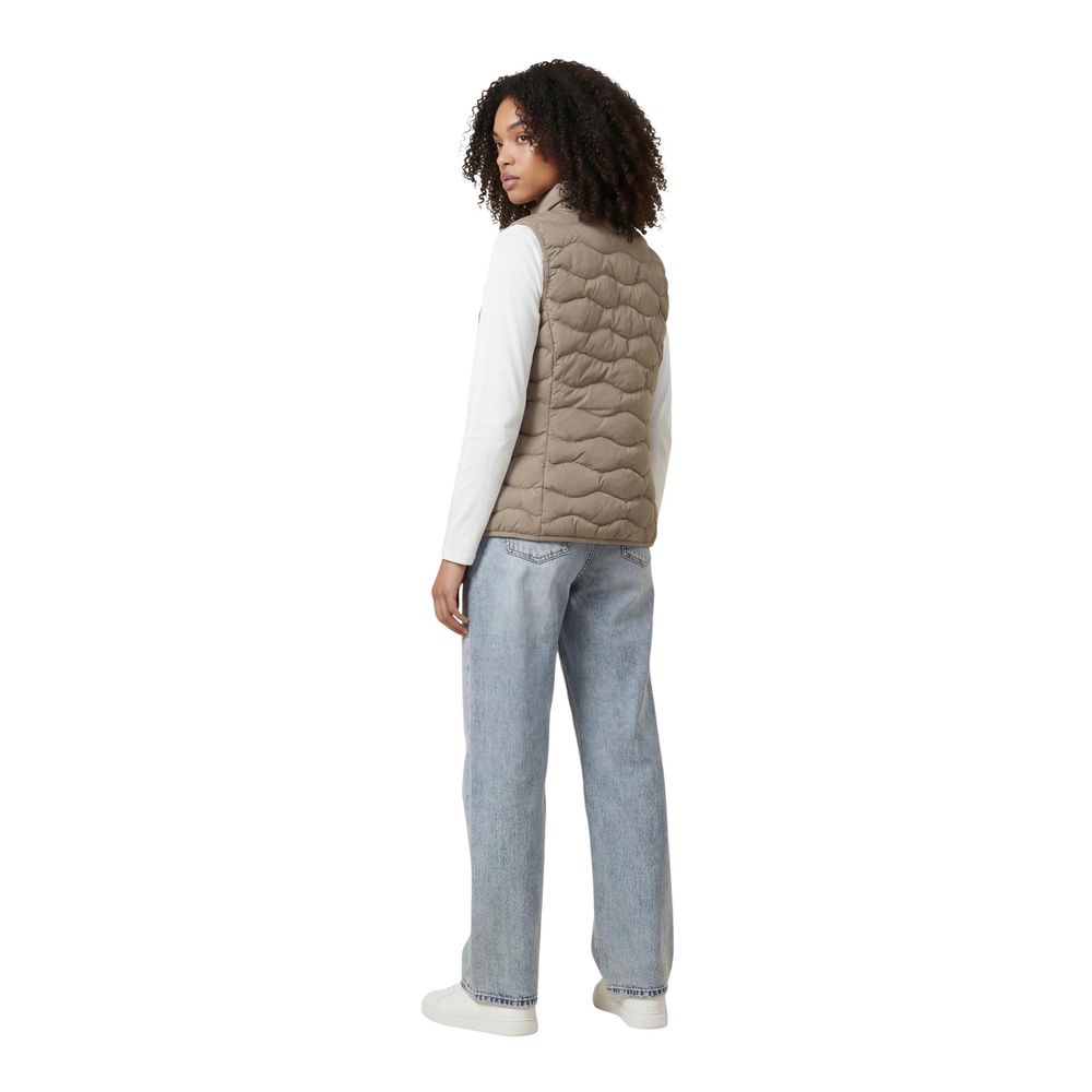 Beige Polyester Sleeveless Jacket