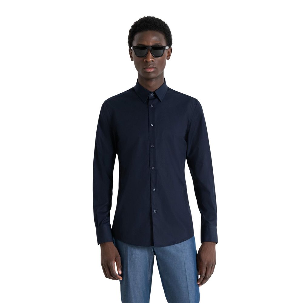 Blue Cotton Dress Shirt