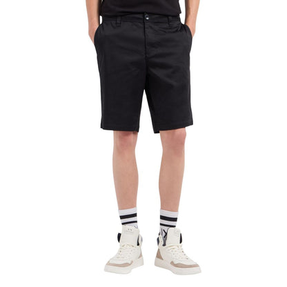 Black Cotton Bermuda Shorts