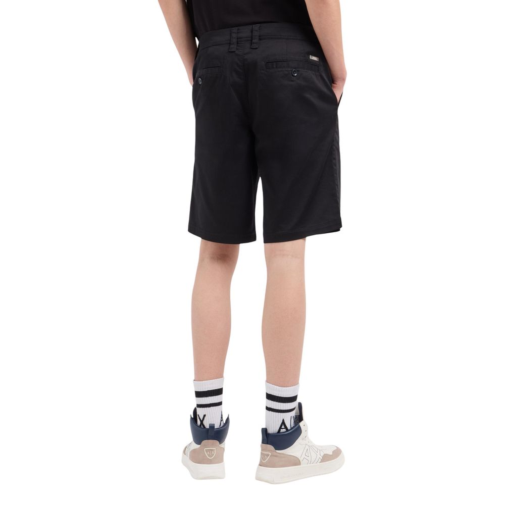 Black Cotton Bermuda Shorts