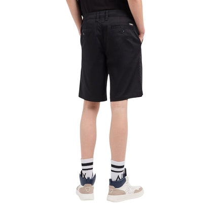 Black Cotton Bermuda Shorts