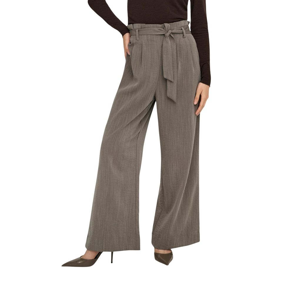 Beige Viscose Casual Pants