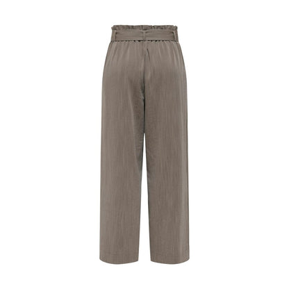 Beige Viscose Casual Pants