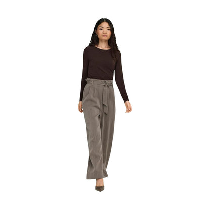 Beige Viscose Casual Pants