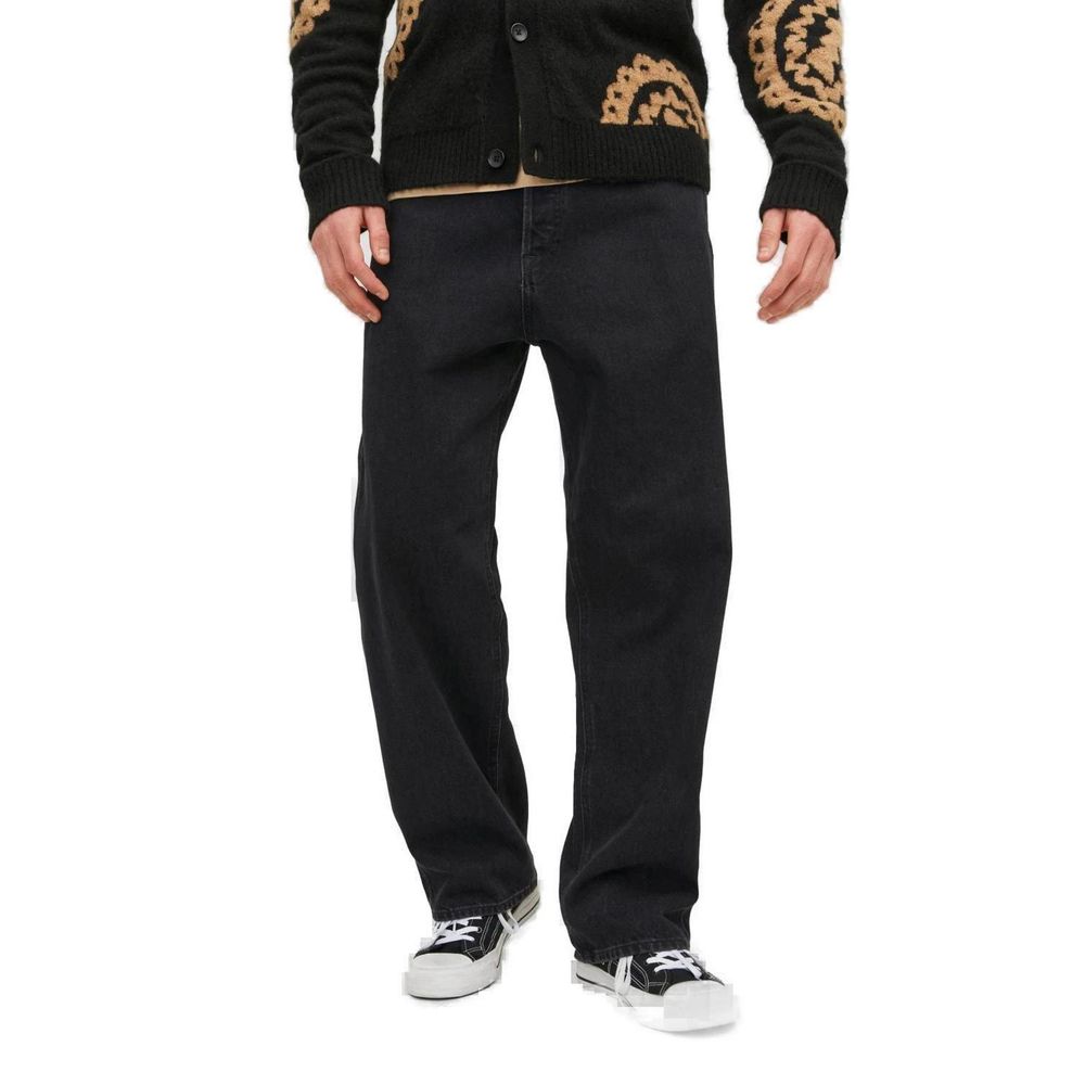Black Cotton Relaxed Fit Jeans