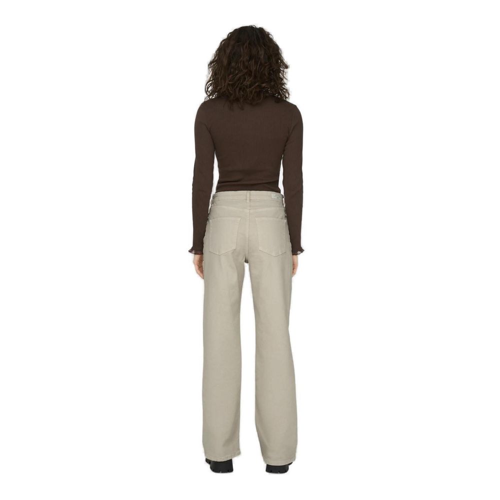 Beige Cotton Relaxed Fit Jeans