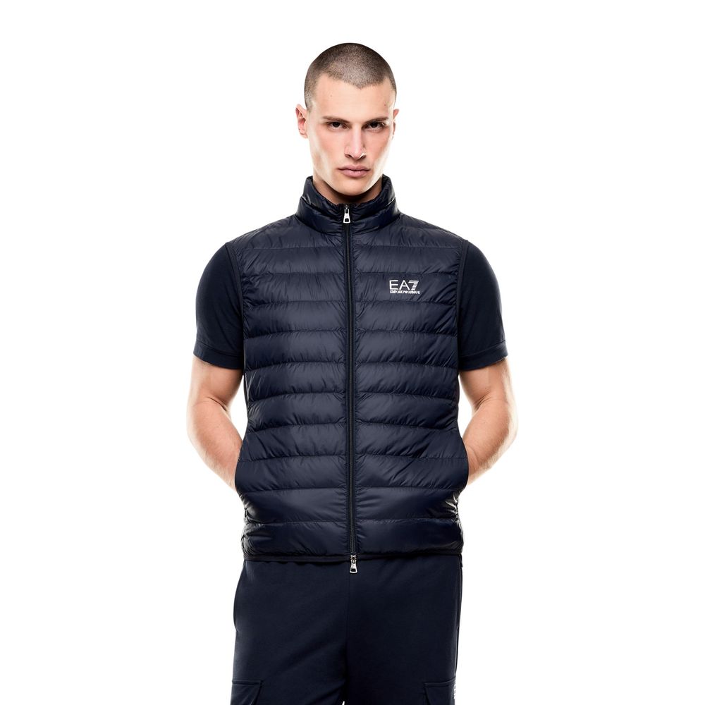 Blue Polyamide Sleeveless Jacket
