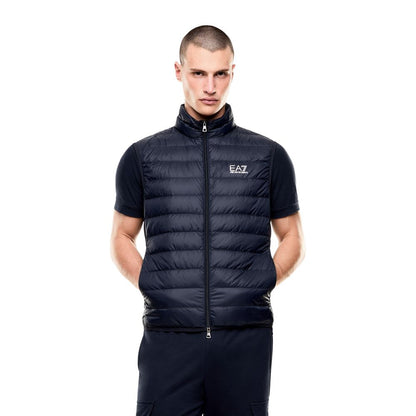 Blue Polyamide Sleeveless Jacket