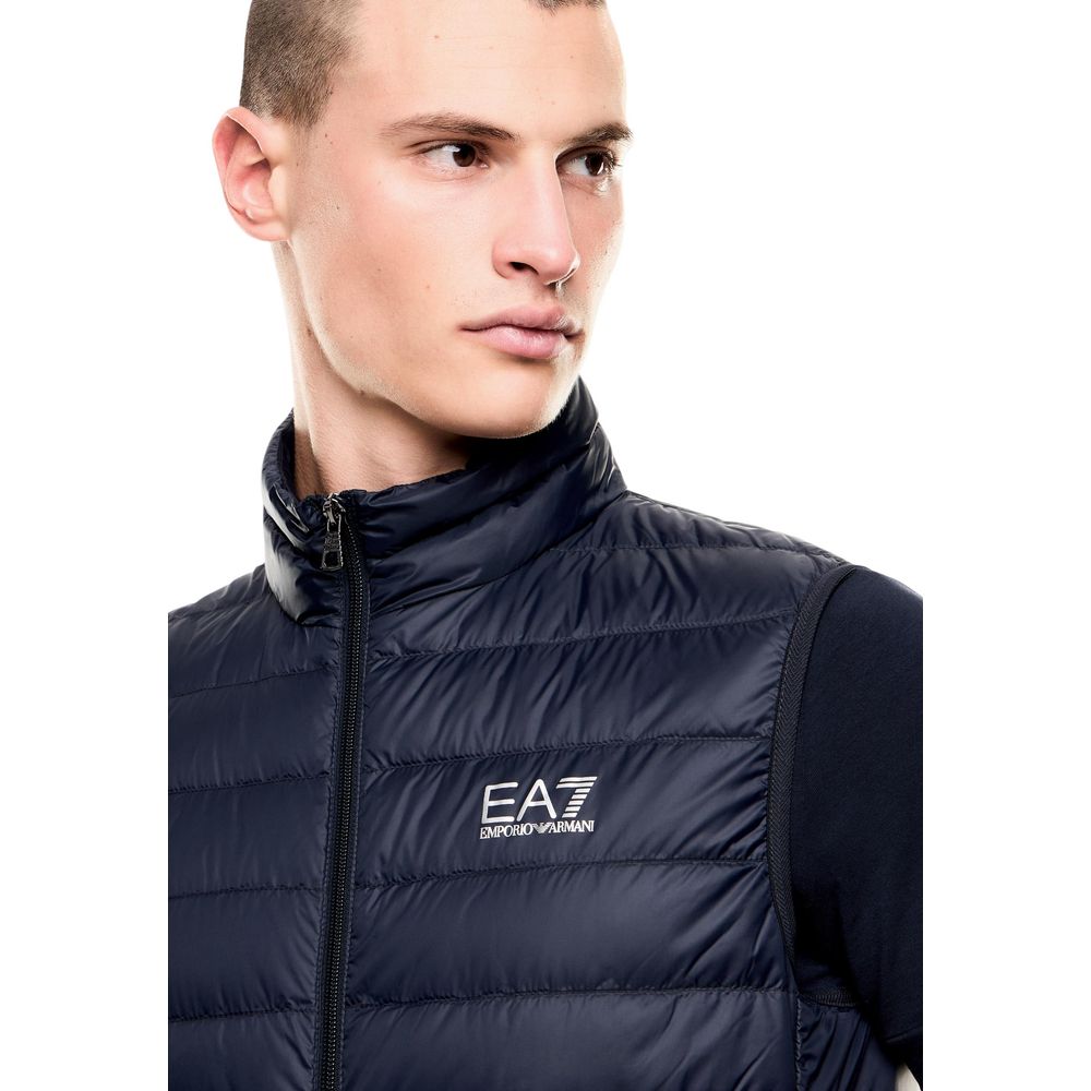 Blue Polyamide Sleeveless Jacket