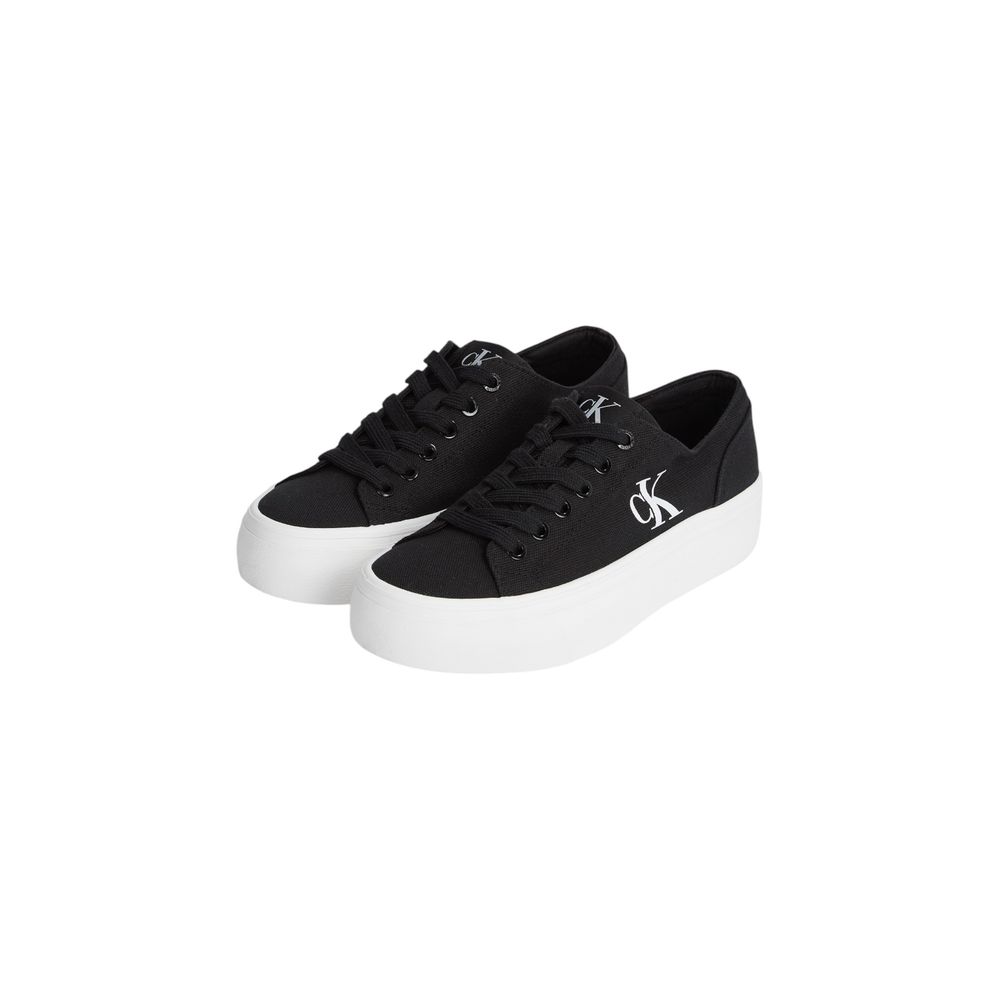 Black And White Recycled Cotton Platform Sneakers