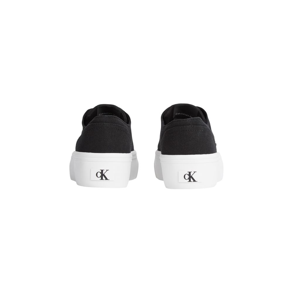 Black And White Recycled Cotton Platform Sneakers