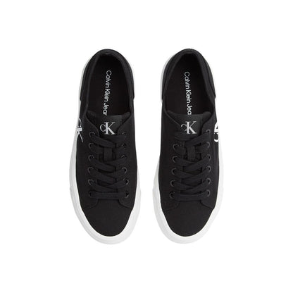 Black And White Recycled Cotton Platform Sneakers