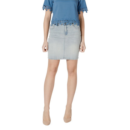 Blue Cotton Mini Skirt