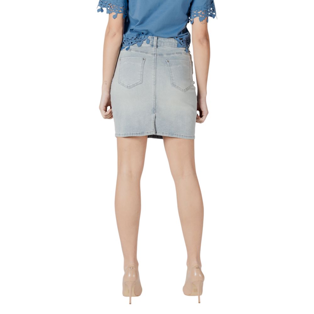 Blue Cotton Mini Skirt