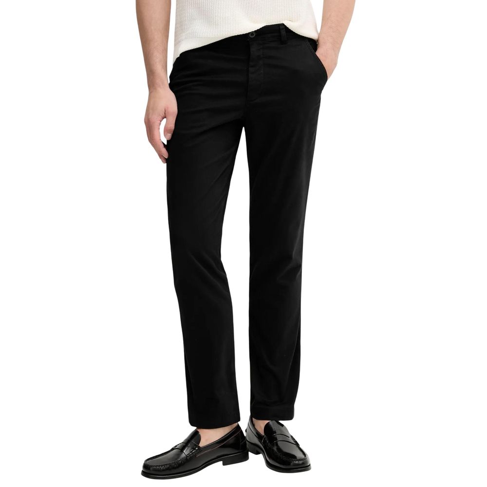 Black Cotton Casual Pants