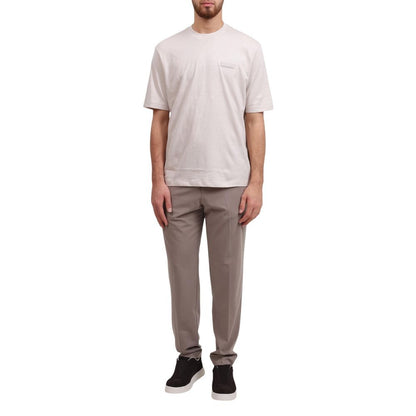 Beige Lyocell Casual Pants
