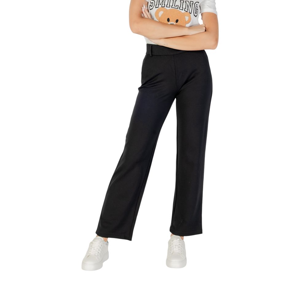 Black Viscose Casual Pants