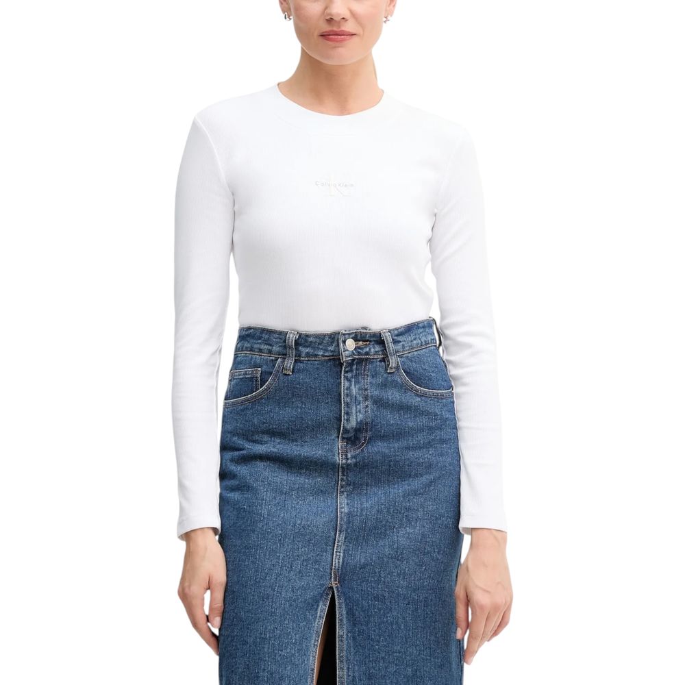 White Cotton Long Sleeve T-Shirt
