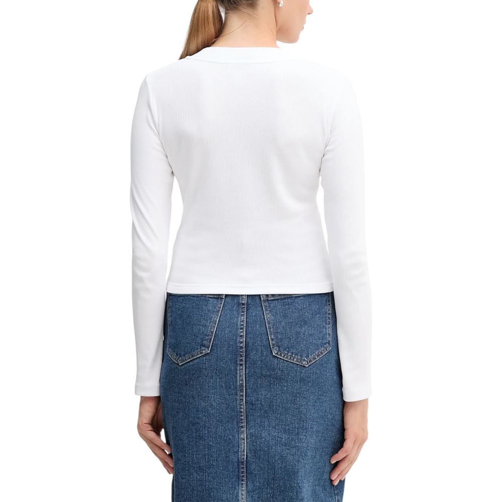 White Cotton Long Sleeve T-Shirt