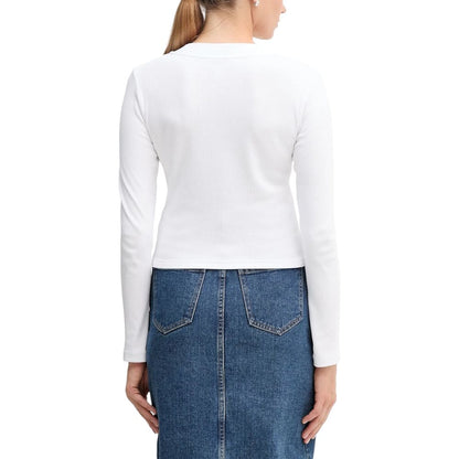 White Cotton Long Sleeve T-Shirt