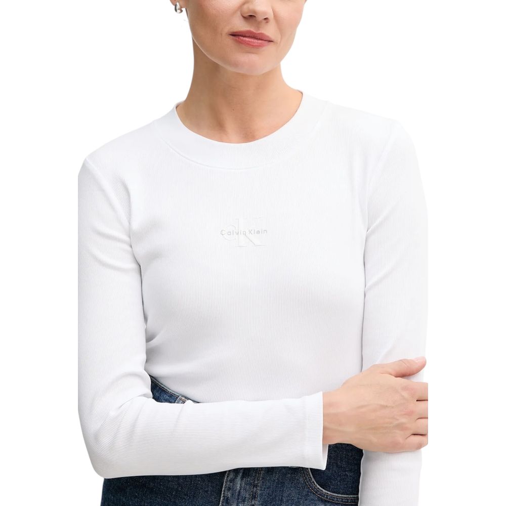 White Cotton Long Sleeve T-Shirt