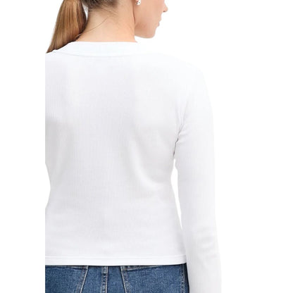 White Cotton Long Sleeve T-Shirt