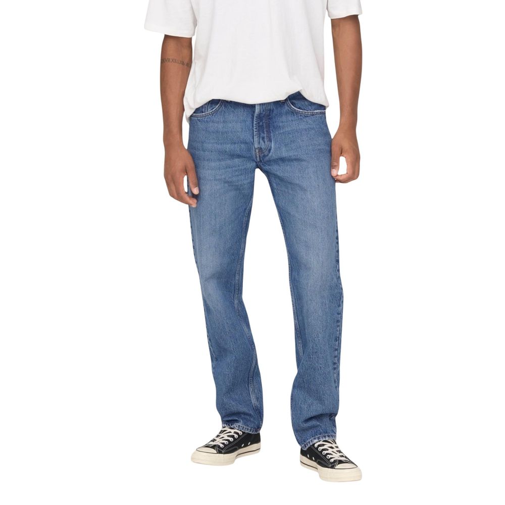 Blue Cotton Relaxed Fit Jeans
