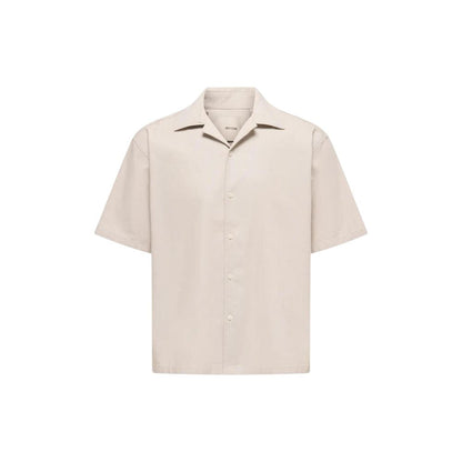 Beige Cotton Shortsleeve Shirt