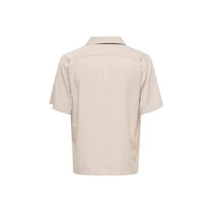 Beige Tencel Shortsleeve Shirt