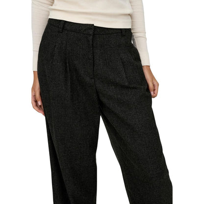 Black Polyester Flared Pants