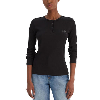 Black Cotton Long Sleeve T-Shirt