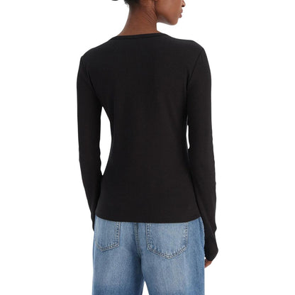 Black Cotton Long Sleeve T-Shirt
