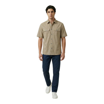 Beige Cotton Shortsleeve Shirt