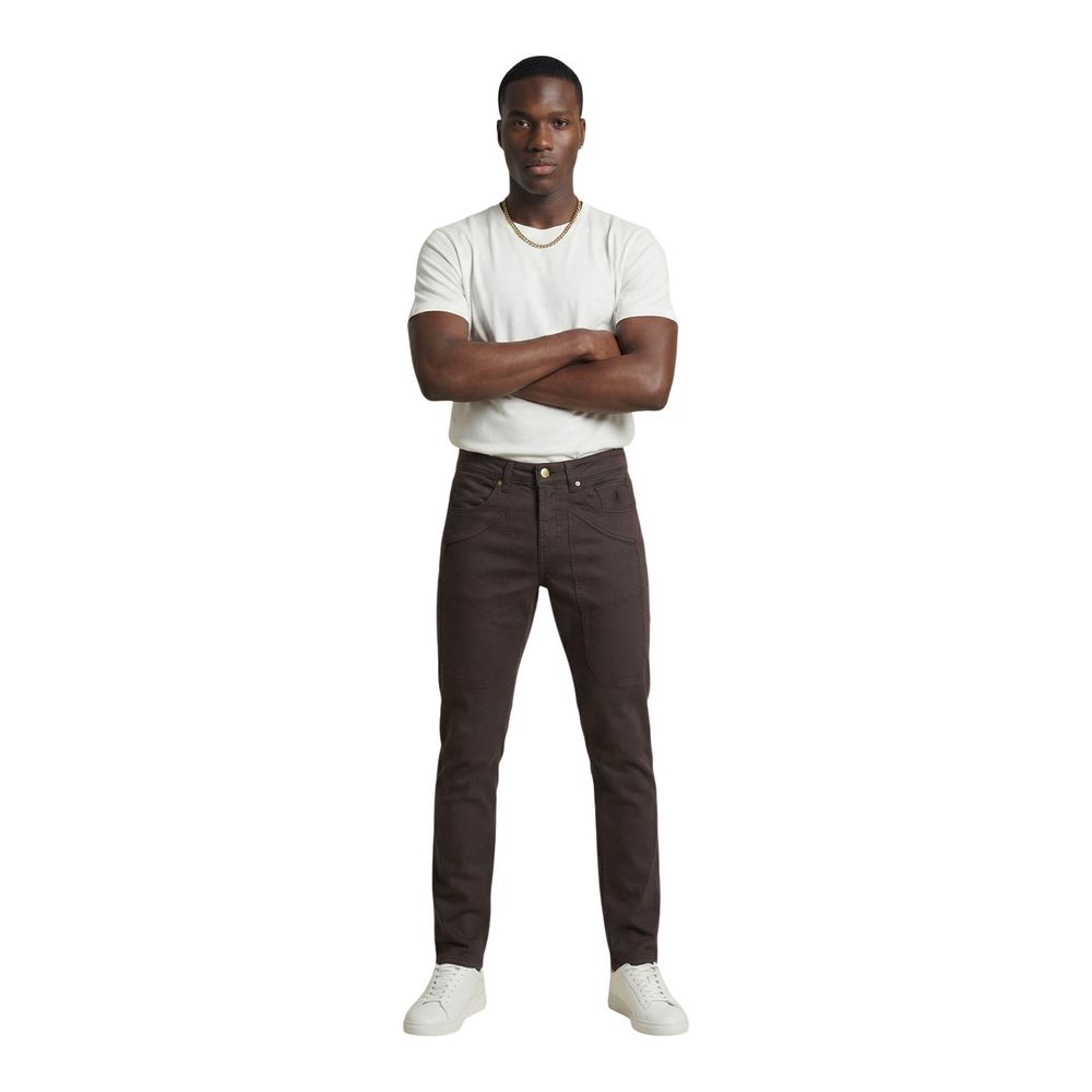 Brown Cotton Skinny Jeans