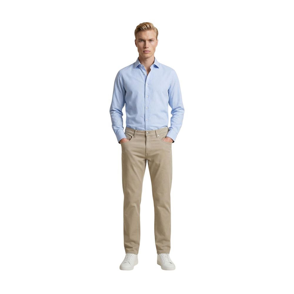Beige Cotton Skinny Pants