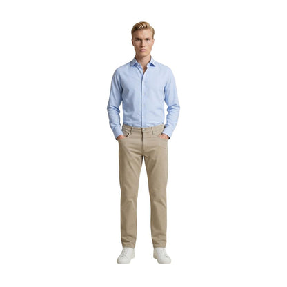 Beige Cotton Skinny Pants