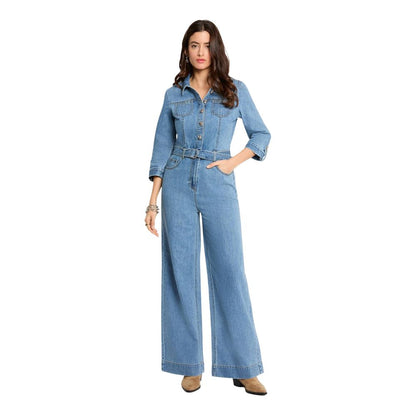 Light Blue Cotton Jumpsuit
