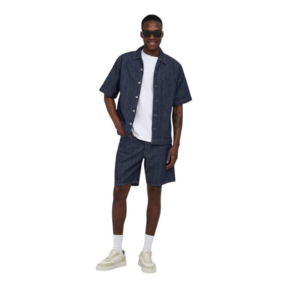 Blue Cotton Bermuda Shorts