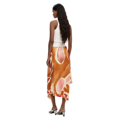 Orange Viscose Long Skirt
