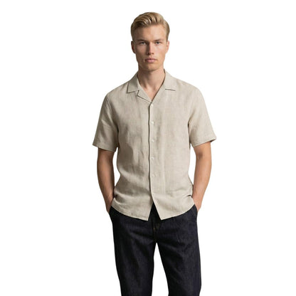 Beige Linen Shortsleeve Shirt