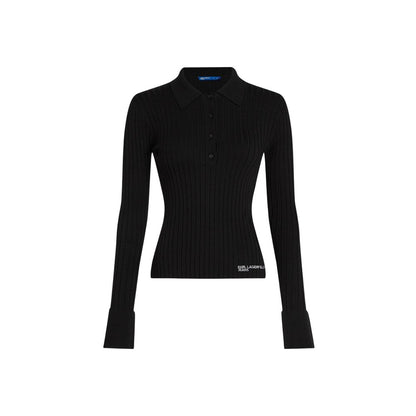 Black Viscose Long Sleeve T-Shirt
