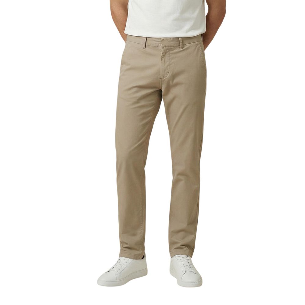 Beige Cotton Skinny Pants