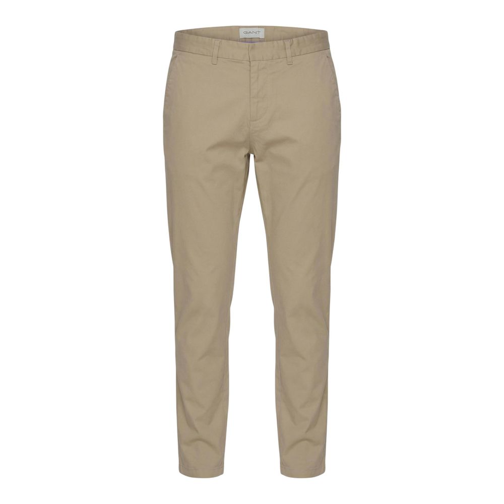Beige Cotton Skinny Pants