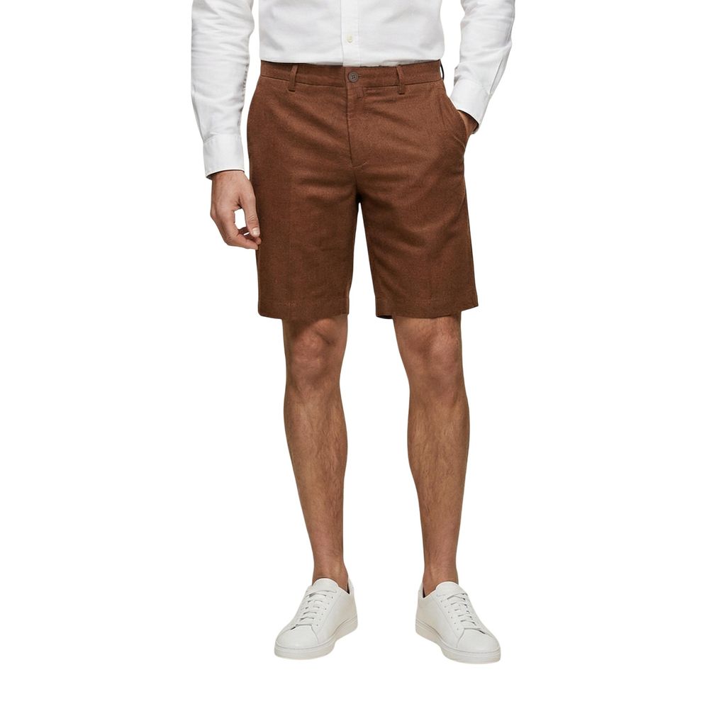 Beige Linen Bermuda Shorts