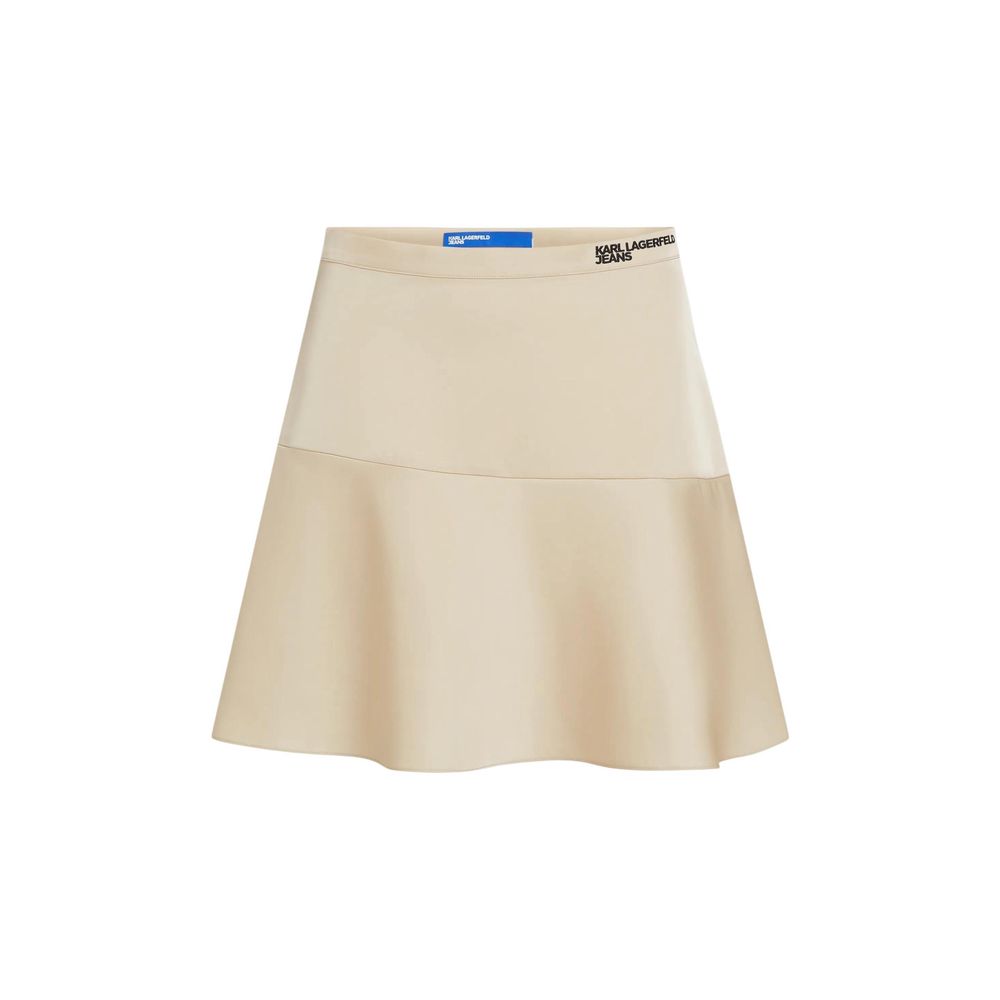 Beige Polyester Mini Skirt