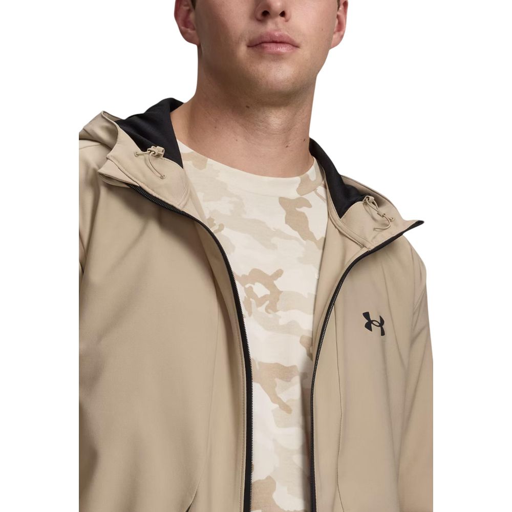 Beige Polyester Hoodie
